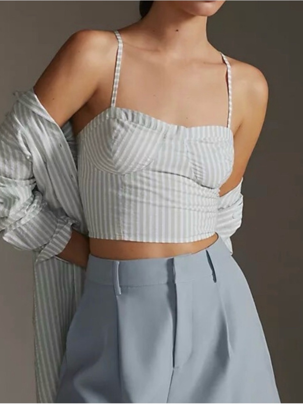 Anthropologie Striped Bustier Crop Top